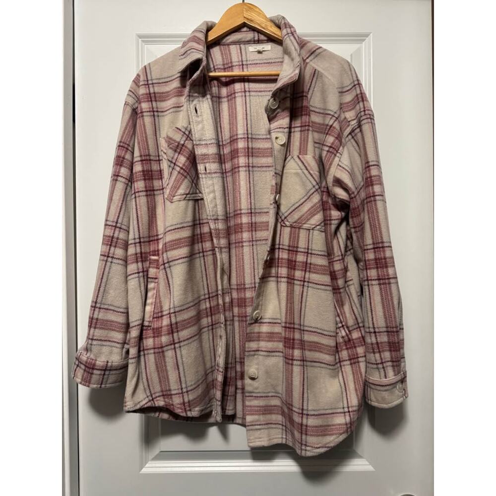 Maurices XL Plaid Shacket fleece